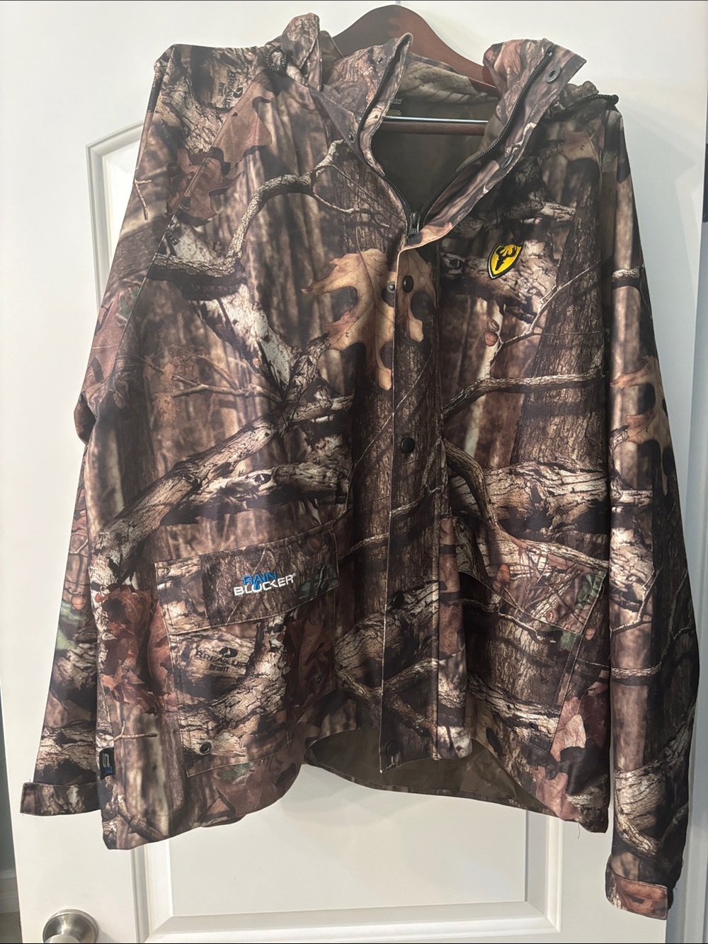 Men's Camouflage Hooded Raincoat - Brown/Green Camo